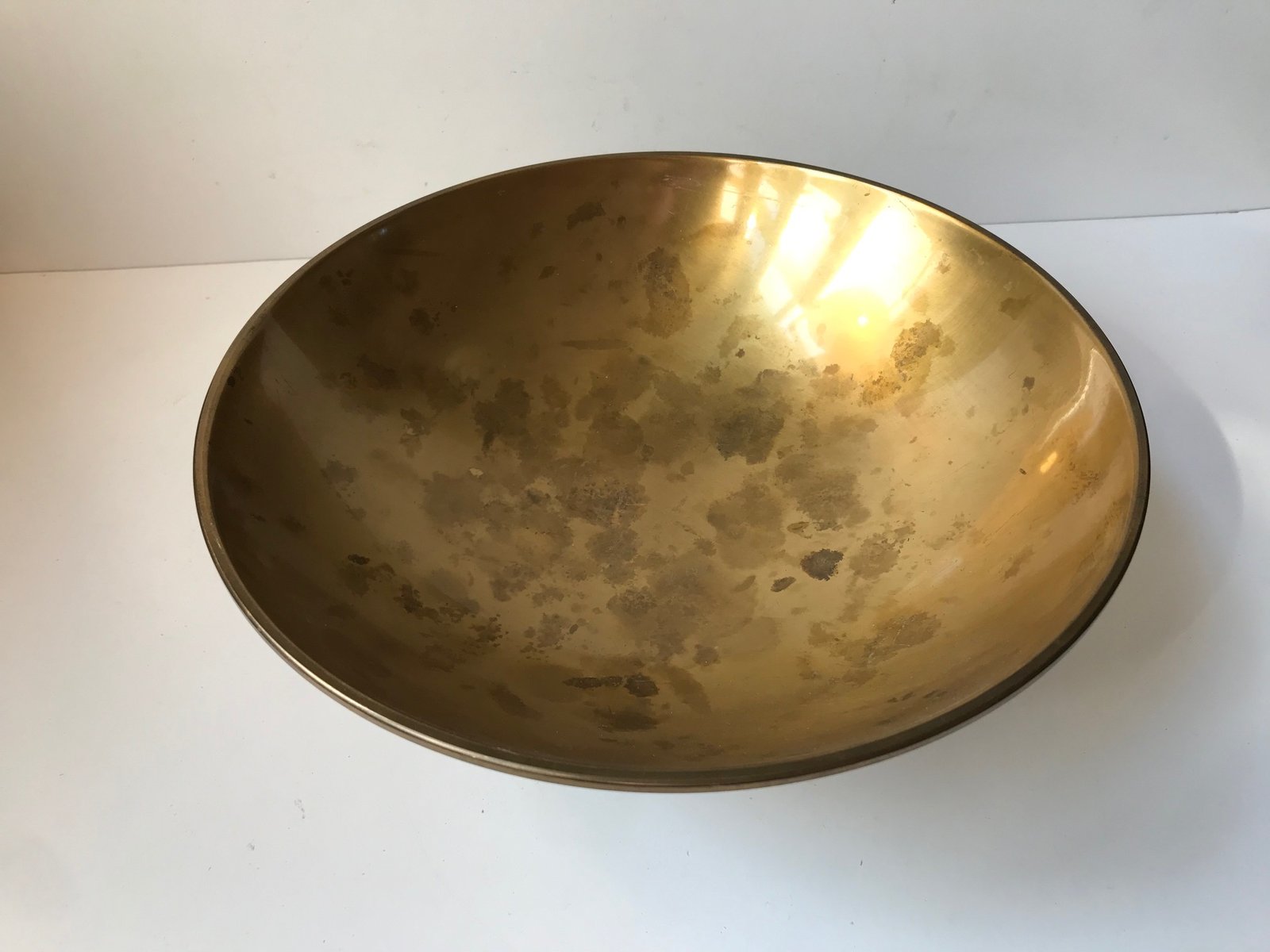 Art Deco Brass King Bowl from Ystad-Metall, 1950s