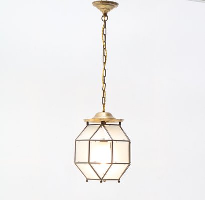 Art Deco Brass Lantern With Beveled Cut Glass, 1920s-MY-1245405