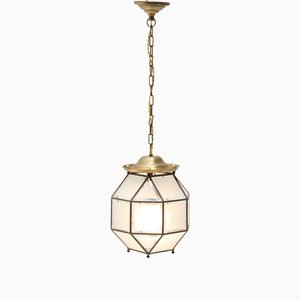 Art Deco Brass Lantern With Beveled Cut Glass, 1920s-MY-1245405