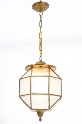 Art Deco Brass Lantern With Original Cut Glass, 1920s-MY-1216172