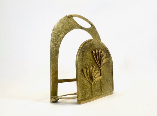 Art Deco Brass Magazine Rack, 1960s-ZCY-2042128