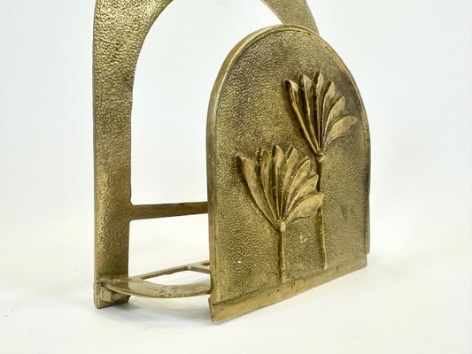 Art Deco Brass Magazine Rack, 1960s-ZCY-2042128