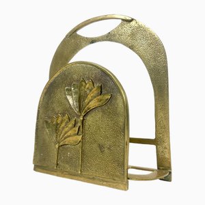 Art Deco Brass Magazine Rack, 1960s-ZCY-2042128