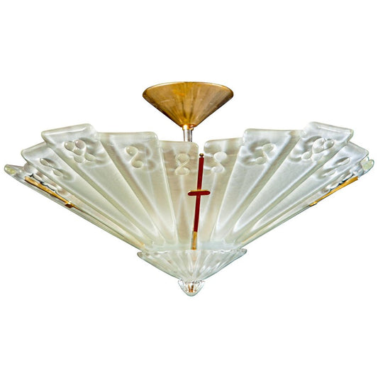 Art Deco Brass Mounted Fan Shape Chandelier