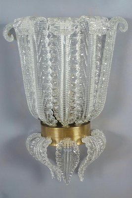 Art Deco Brass Mounted Murano Glass Sconces by Ercole Barovier, 1940, Set of 2-MBH-1750882