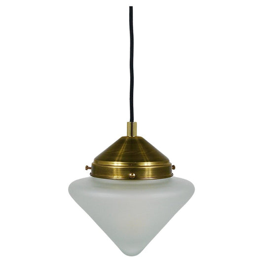 Art Deco Brass Pendant Light with Conical Glass Shades, Vienna, 1930s