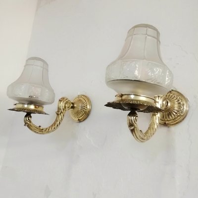 Art Deco Brass Sconces, 1930s, Set of 2-RGF-863487