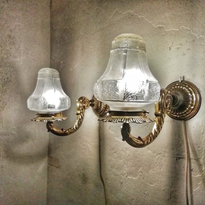 Art Deco Brass Sconces, 1930s, Set of 2-RGF-863487