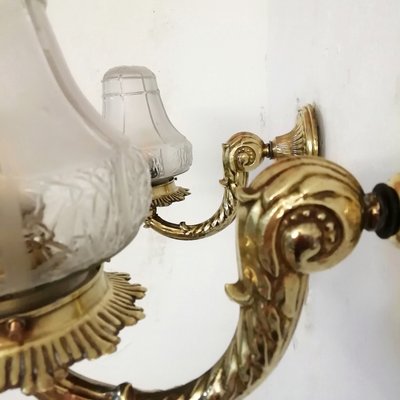 Art Deco Brass Sconces, 1930s, Set of 2-RGF-863487