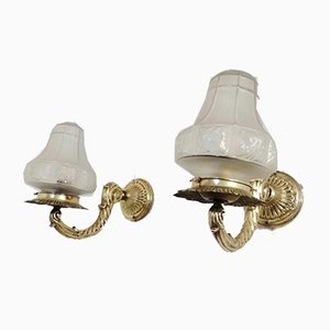 Art Deco Brass Sconces, 1930s, Set of 2-RGF-863487