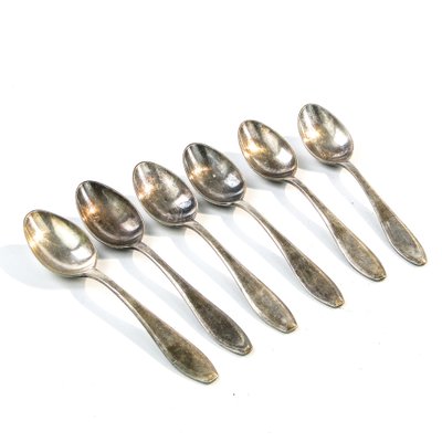 Art Deco Brass Spoons from WSW, 1950s, Set of 6-BKO-1799014