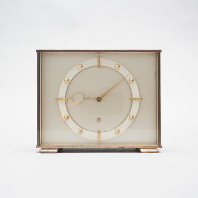 Art Deco Brass Table Clock, 1950s-RST-1241123