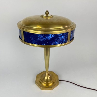 Art Deco Brass Table Lamp, 1930s-TZ-1017903