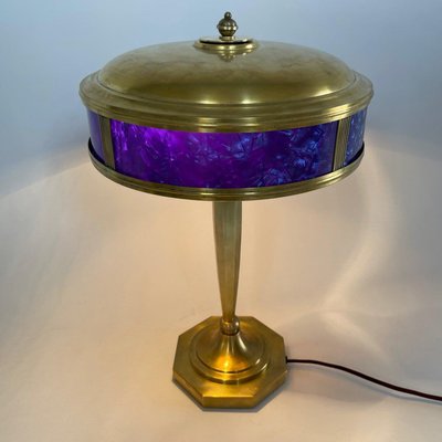 Art Deco Brass Table Lamp, 1930s-TZ-1017903