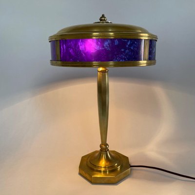 Art Deco Brass Table Lamp, 1930s-TZ-1017903