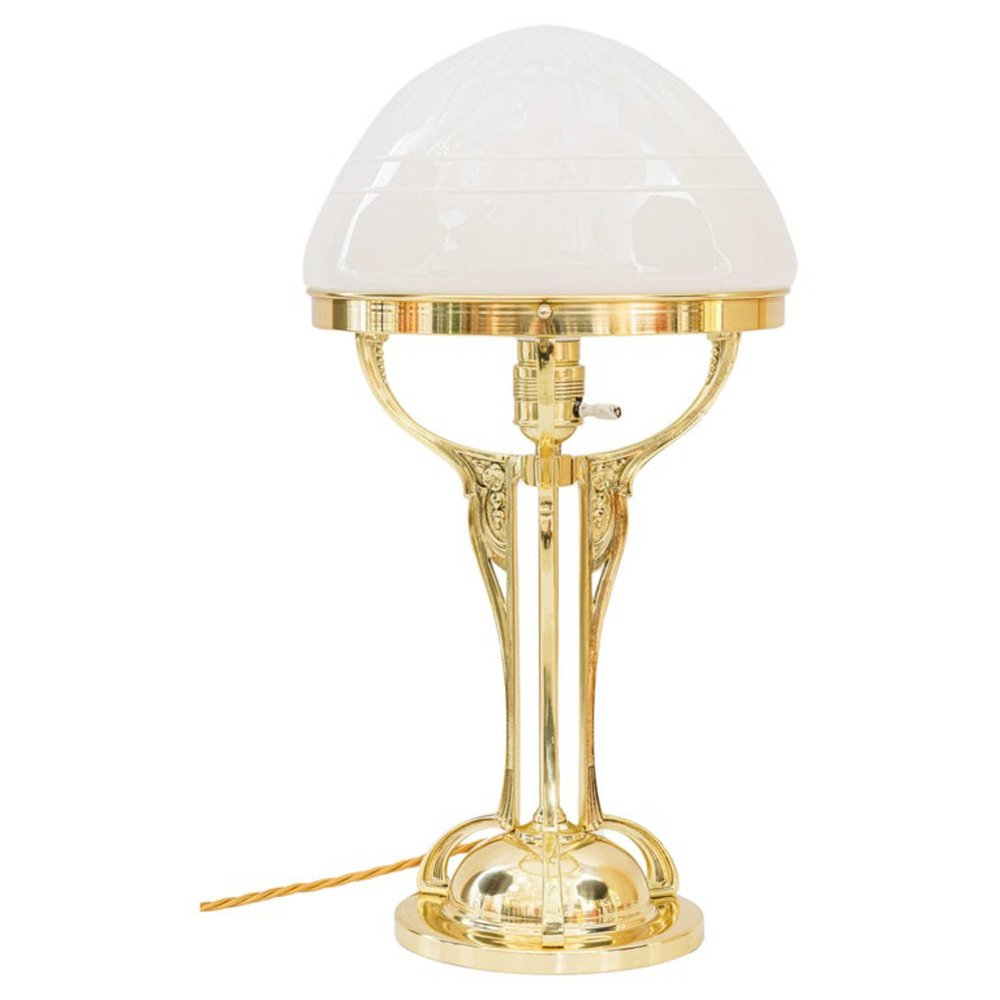 Art Deco Brass Table Lamp, Vienna, 1920s