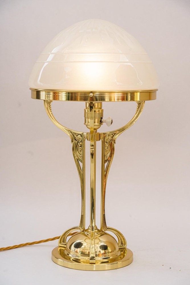 Art Deco Brass Table Lamp, Vienna, 1920s