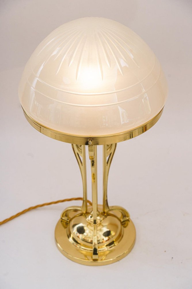 Art Deco Brass Table Lamp, Vienna, 1920s