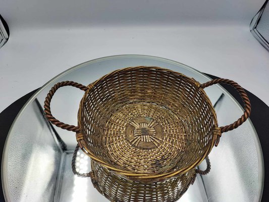 Art Deco Brass Woven Basket, 1920s-CAQ-1794952