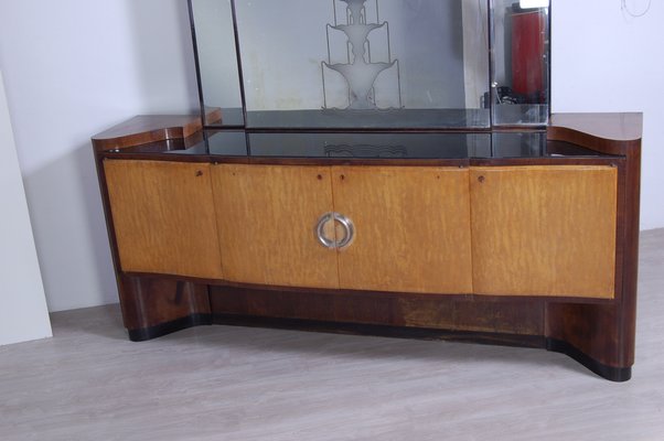 Art Decò Briar Sideboard With Large Mirror-XSG-1262659