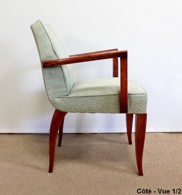 Art Deco Bridge Armchairs and Stool, 1940s, Set of 3-RVK-1009291