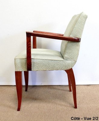 Art Deco Bridge Armchairs and Stool, 1940s, Set of 3-RVK-1009291