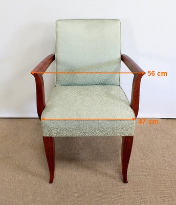 Art Deco Bridge Armchairs and Stool, 1940s, Set of 3-RVK-1009291