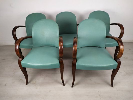 Art Deco Bridge Armchairs, Set of 5-EAD-1138817