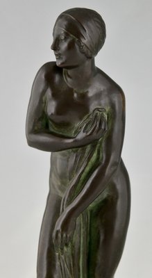 Art Deco Bronze Bain De Champagne Caron Sculpture of a Bathing Nude by Georges Chauvel for Henri Rouard Fondeur Paris, 1926-KTN-1360392