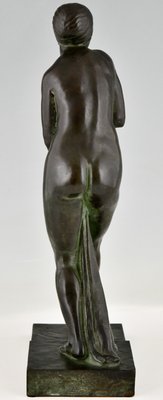 Art Deco Bronze Bain De Champagne Caron Sculpture of a Bathing Nude by Georges Chauvel for Henri Rouard Fondeur Paris, 1926-KTN-1360392