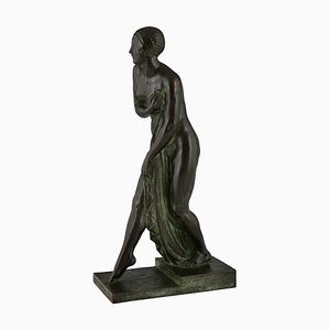 Art Deco Bronze Bain De Champagne Caron Sculpture of a Bathing Nude by Georges Chauvel for Henri Rouard Fondeur Paris, 1926-KTN-1360392