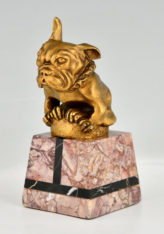 Art Deco Bronze Car Mascot Depicting French Bulldog by Gaston H. Bourcart., 1925