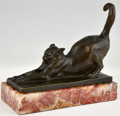 Art Deco Bronze Cat Bookends by Louis Riche for Patrouilleau Foundry, 1920s, Set of 2-KTN-1383312