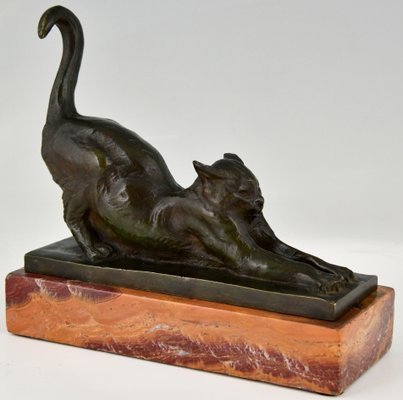 Art Deco Bronze Cat Bookends by Louis Riche for Patrouilleau Foundry, 1920s, Set of 2-KTN-1383312