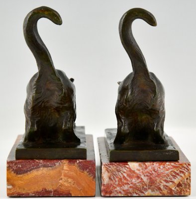 Art Deco Bronze Cat Bookends by Louis Riche for Patrouilleau Foundry, 1920s, Set of 2-KTN-1383312