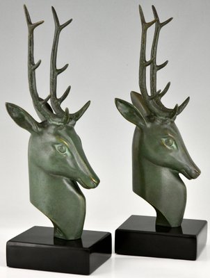 Art Deco Bronze Deer Bookends by Georges Garreau., 1930, Set of 2-KTN-1758114