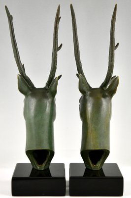 Art Deco Bronze Deer Bookends by Georges Garreau., 1930, Set of 2-KTN-1758114