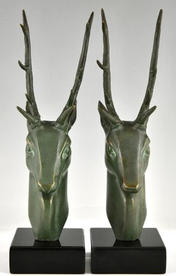 Art Deco Bronze Deer Bookends by Georges Garreau., 1930, Set of 2-KTN-1758114