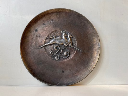 Art Deco Bronze Dish with Antelopes, 1930s-LCR-1309953