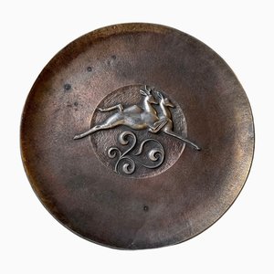 Art Deco Bronze Dish with Antelopes, 1930s-LCR-1309953