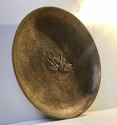 Art Deco Bronze Dish with Swan Design from Tinos, 1930s-LCR-870449