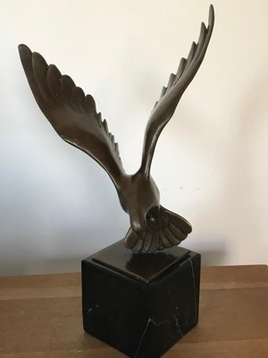 Art Deco Bronze Flying Pigeon Statue from Coenrad, the Netherlands, 1930s-DVX-1196331