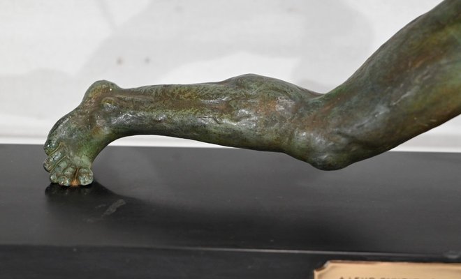 Art Deco Bronze Le Guetteur au Javelot Sculpture by A. Ouline-RVK-1338276