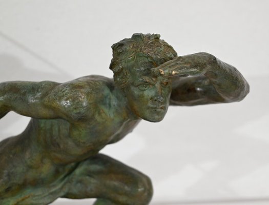 Art Deco Bronze Le Guetteur au Javelot Sculpture by A. Ouline-RVK-1338276