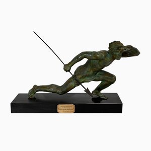 Art Deco Bronze Le Guetteur au Javelot Sculpture by A. Ouline-RVK-1338276