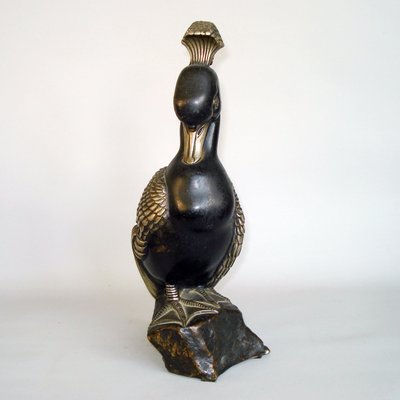 Art Deco Bronze Mandarin Duck with Tuft Sculpture by Marie Louise Simard, 1920s-YGE-663437