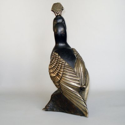 Art Deco Bronze Mandarin Duck with Tuft Sculpture by Marie Louise Simard, 1920s-YGE-663437