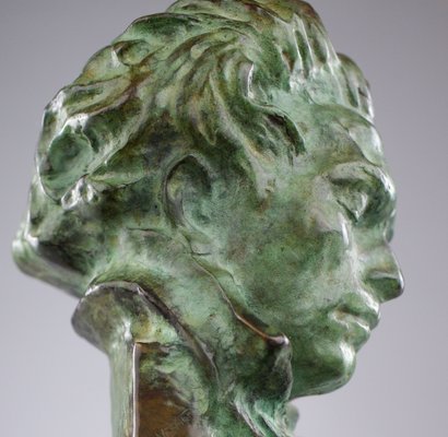 Art Deco Bronze & Marble Beethoven Bust by Pierre Le Faguays X Max Le Verrier, 1920s-KEM-2018177