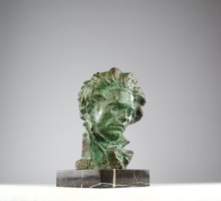 Art Deco Bronze & Marble Beethoven Bust by Pierre Le Faguays X Max Le Verrier, 1920s-KEM-2018177