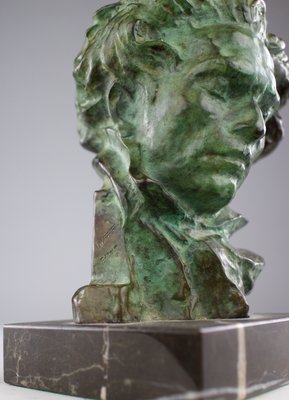 Art Deco Bronze & Marble Beethoven Bust by Pierre Le Faguays X Max Le Verrier, 1920s-KEM-2018177